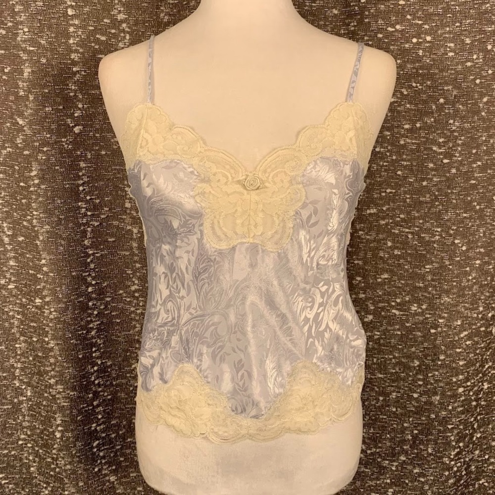 Vintage Lucie Ann II Floral Satin Camisole Top Coquette Fairy Women's 32